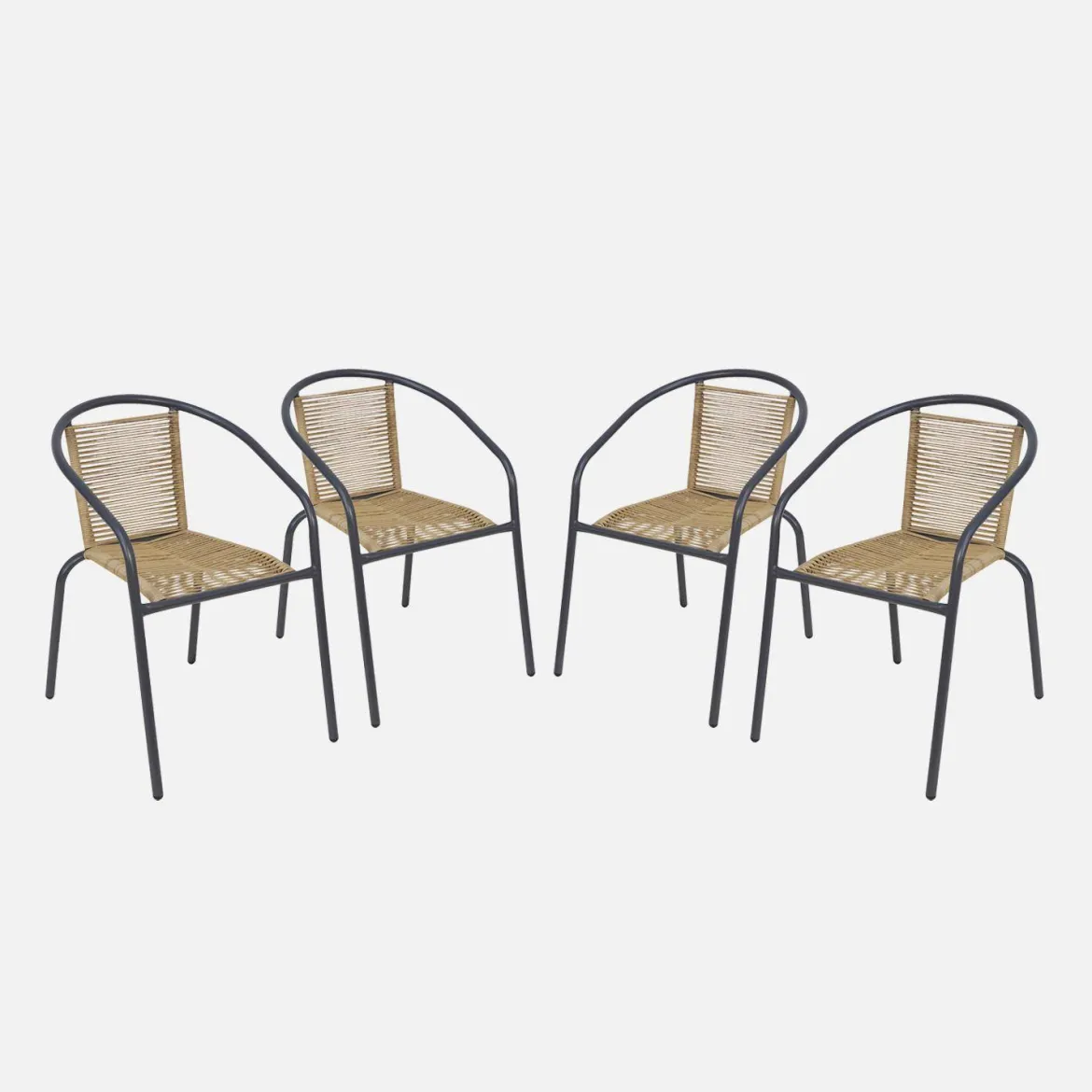 Set 4 poltrone da giardino in resina naturale