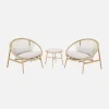 Set 2 poltrone da giardino con tavolo in acciaio e rattan