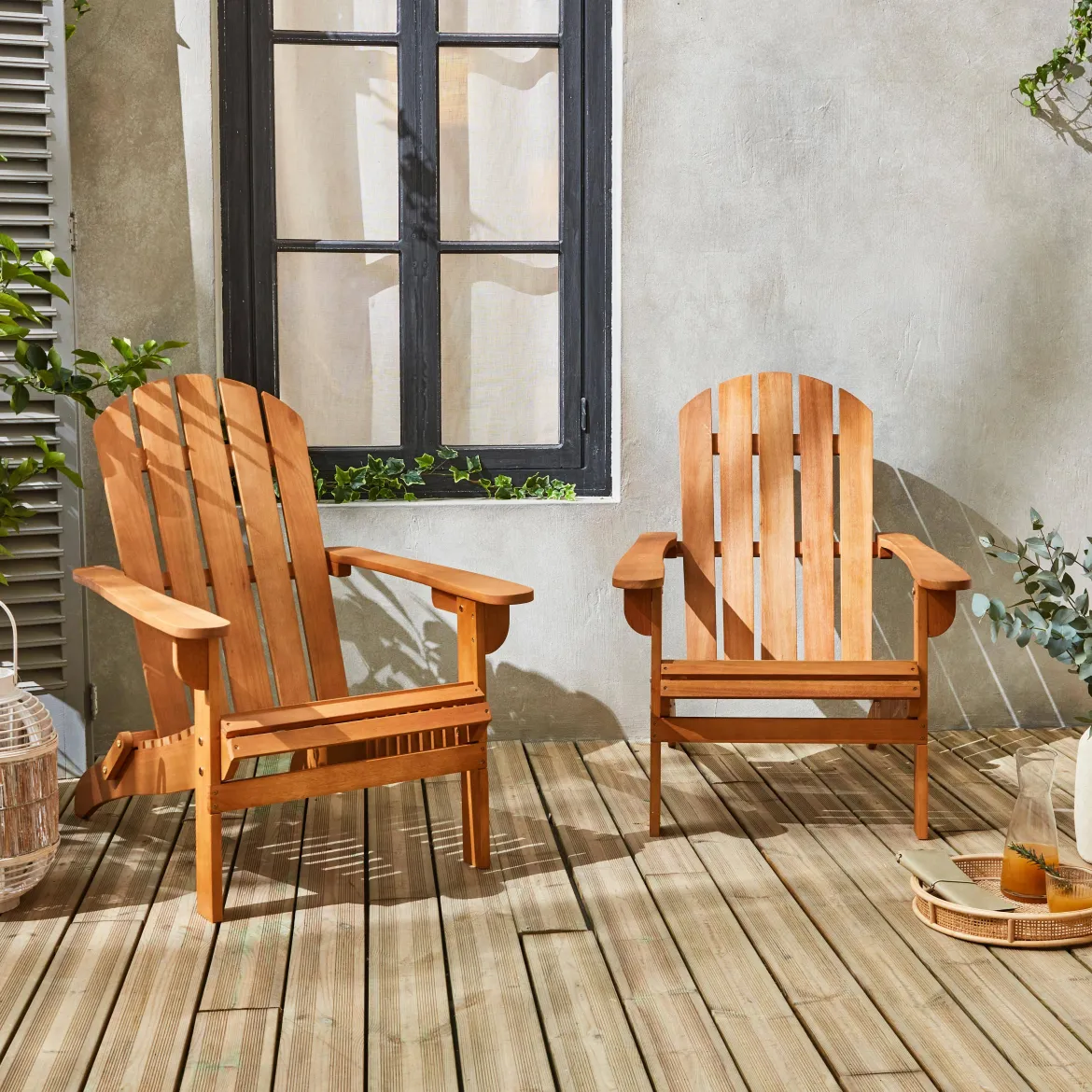 Set 2 poltrone da giardino in legno