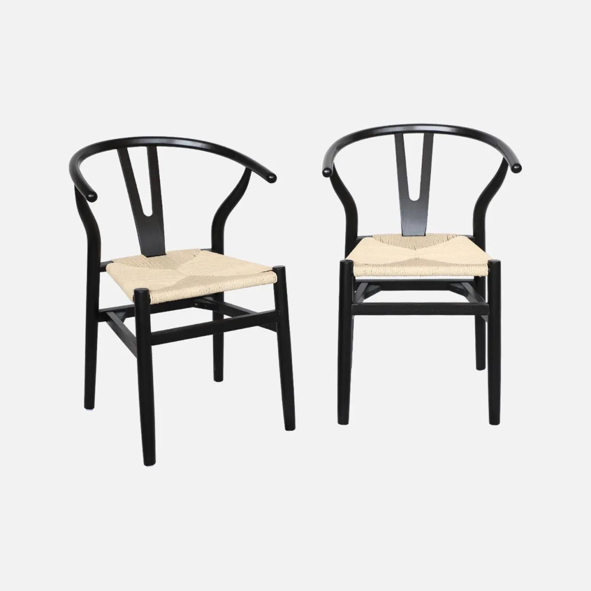 Set 2 sede in legno con seduta in corda