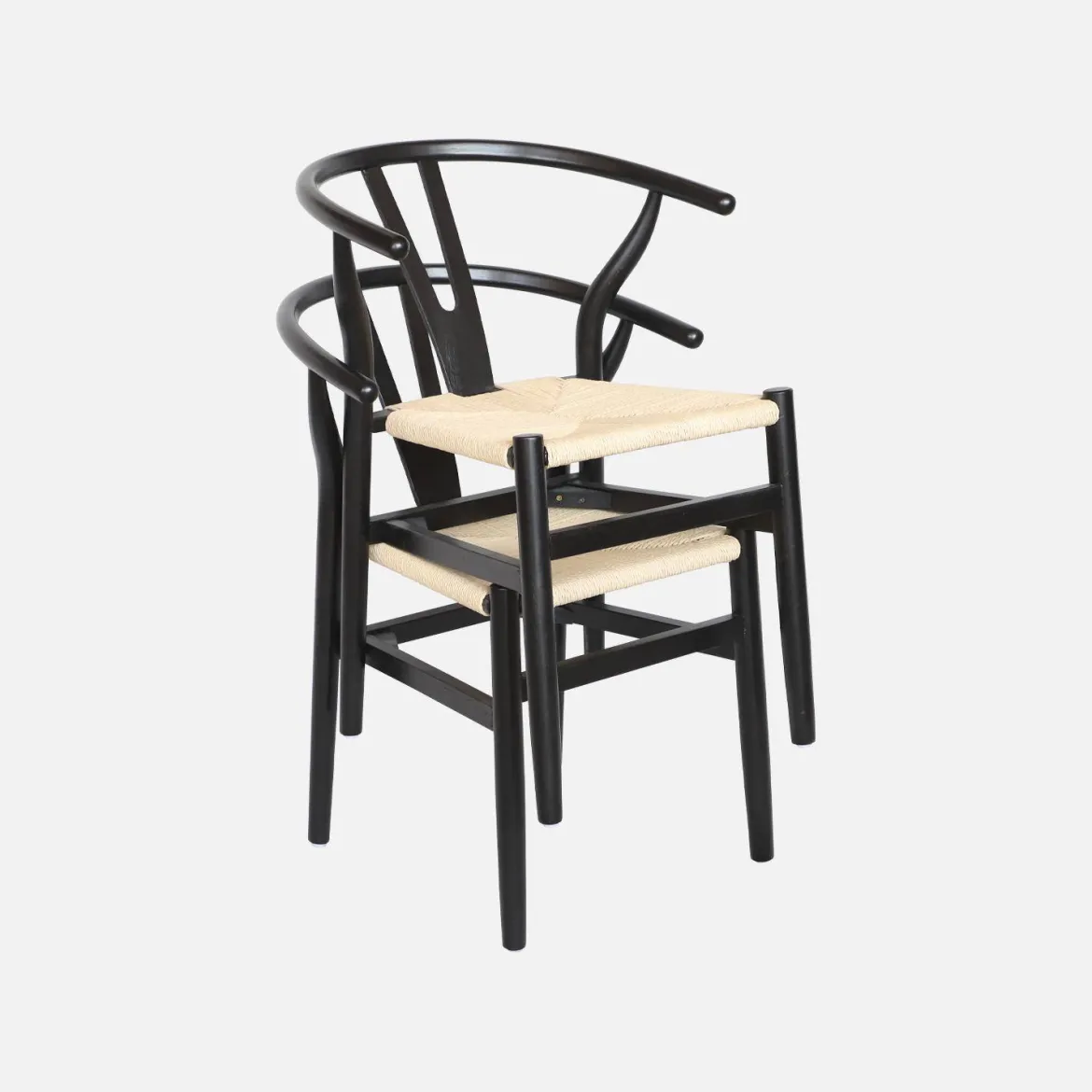 Set 2 sede in legno con seduta in corda