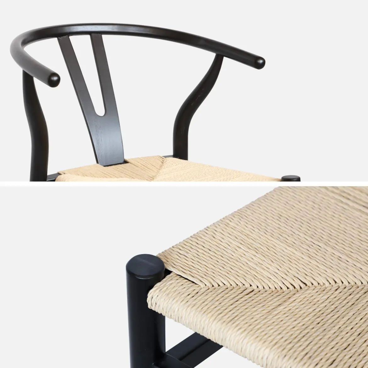 Set 2 sede in legno con seduta in corda
