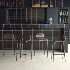 Set 4 sedie alte bistrot in acciaio