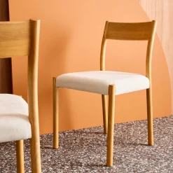 Set 2 sedie bohemien in legno di hevea e tessuto simple
