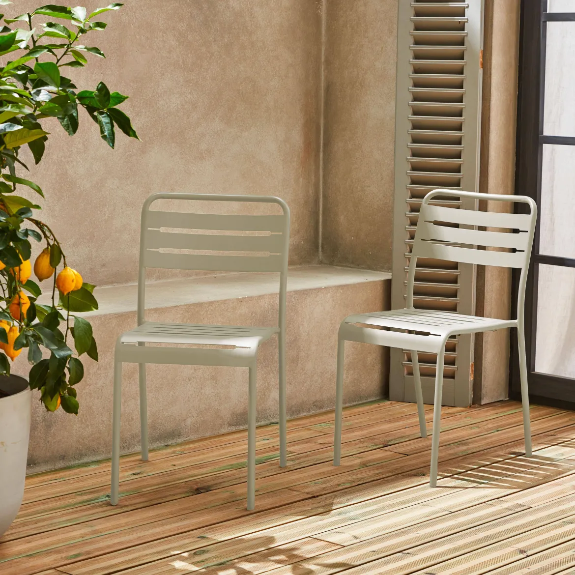 Set 2 sedie da giardino bistrot in acciaio