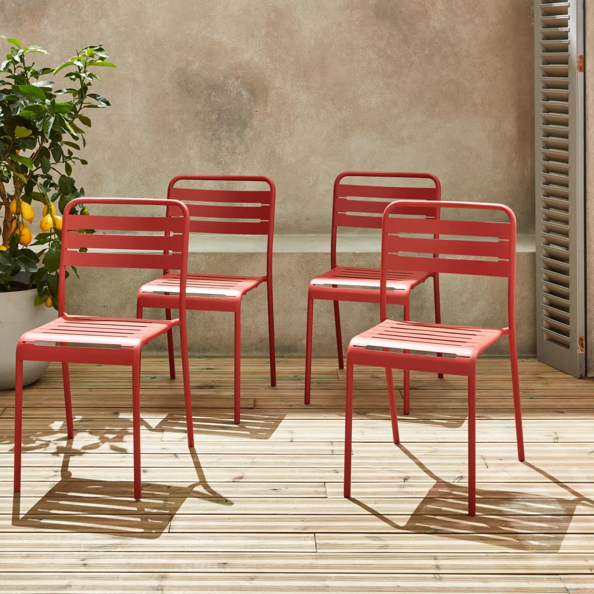 Set 4 sedie da giardino bistrot in acciaio