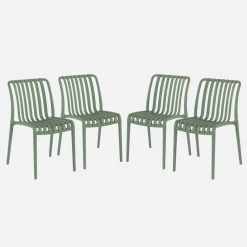 Set 4 sedie da giardino impilabili in plastica