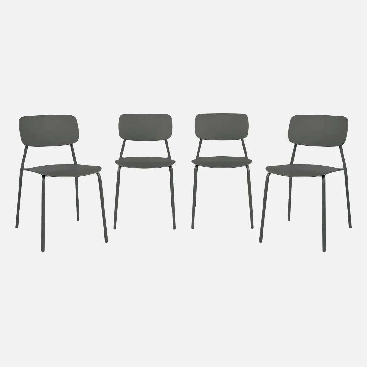 Set 4 sedie da giardino impilabili in acciaio e plastica