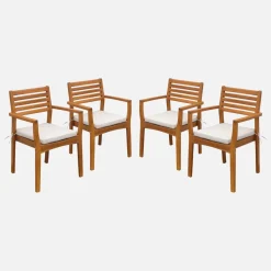 Set 4 sedie da giardino in legno di acacia