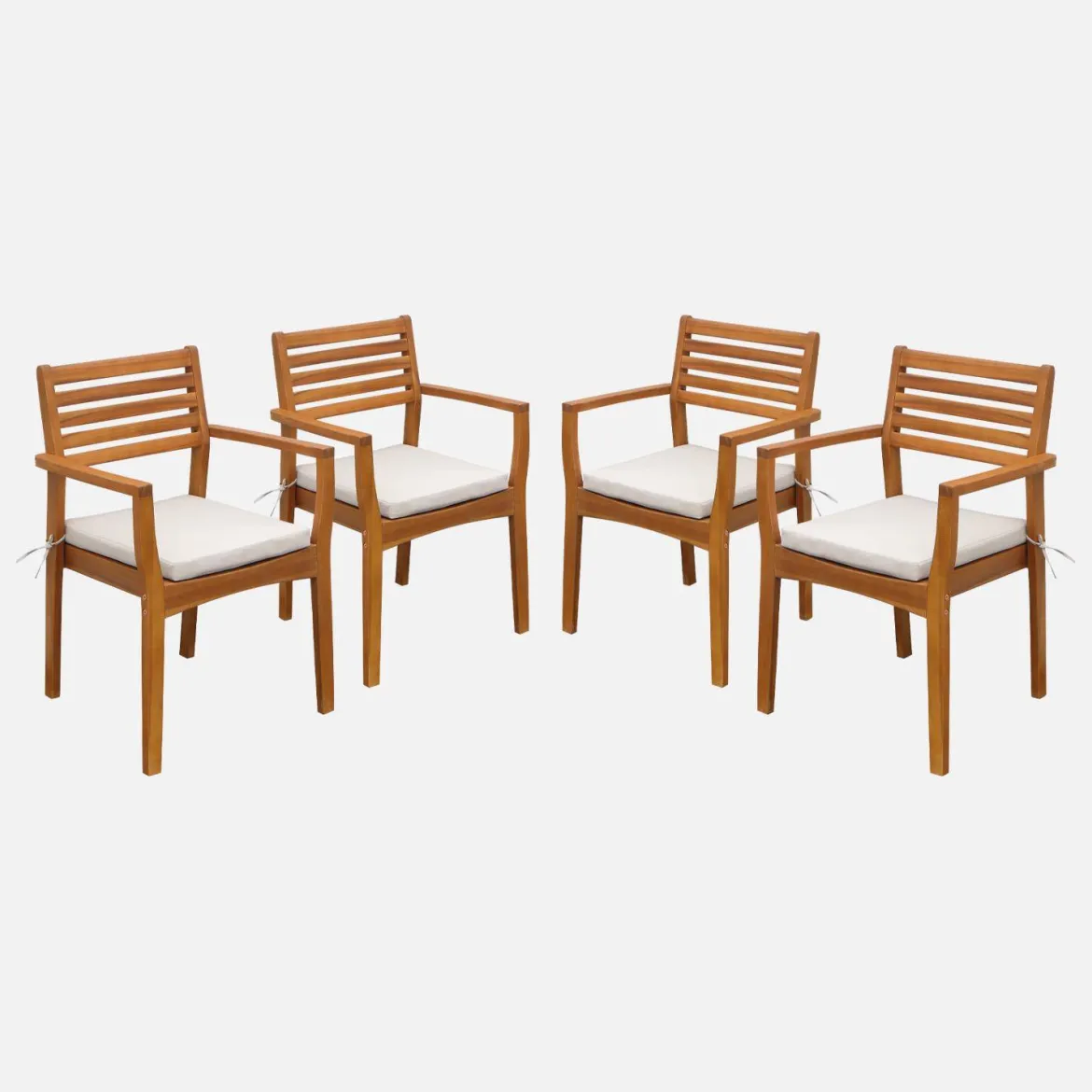 Set 4 sedie da giardino in legno di acacia