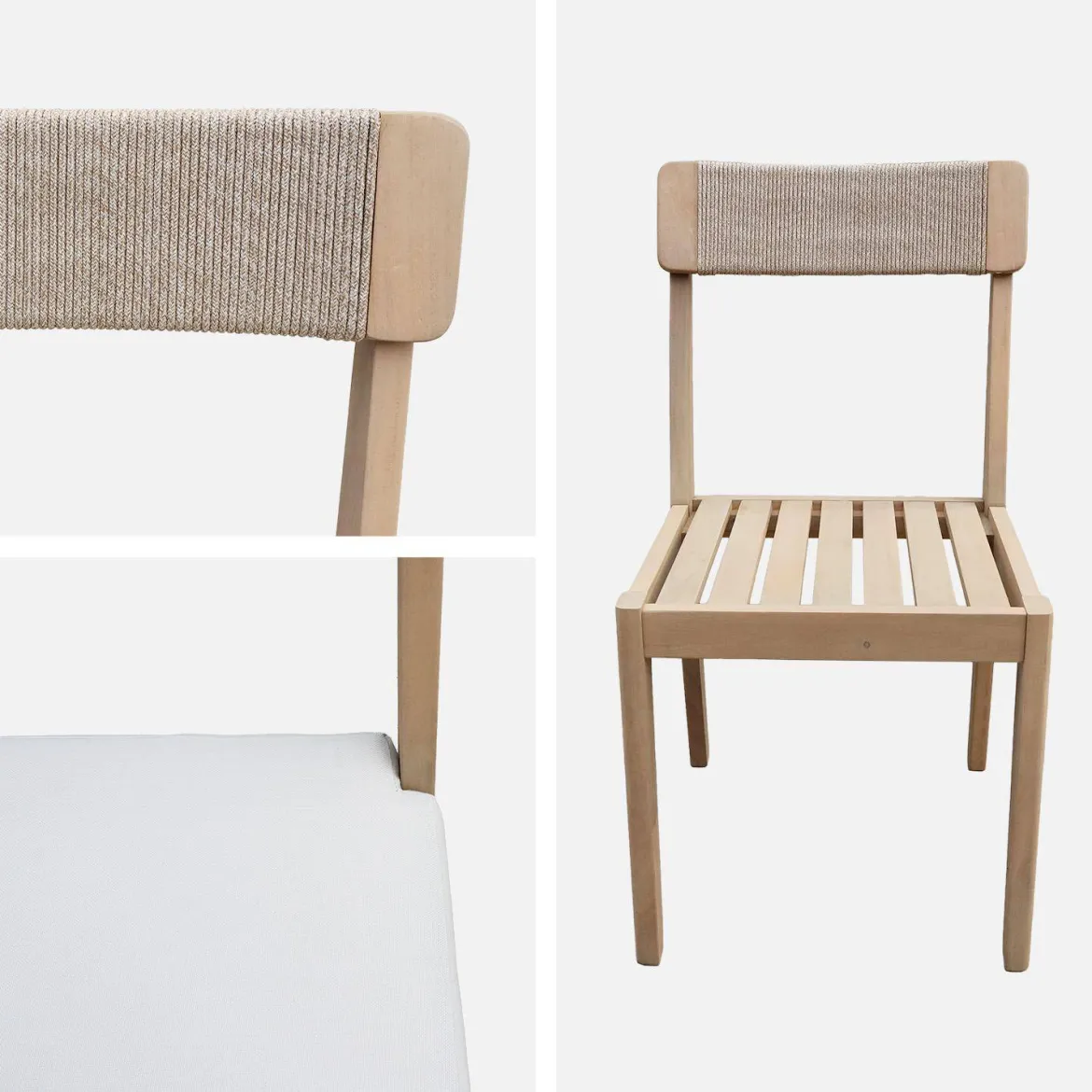 Set 4 sedie da giardino in acacia e corda