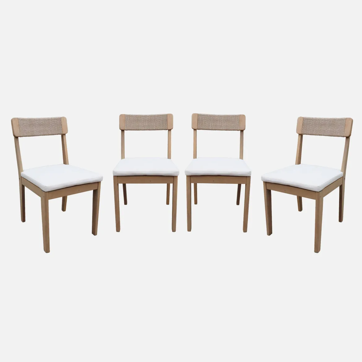 Set 4 sedie da giardino in acacia e corda