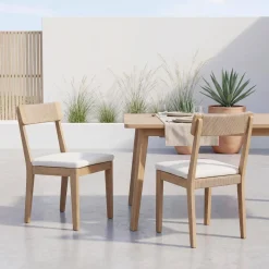 Set 2 sedie da giardino in acacia e corda