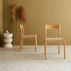 Set 2 sedie in legno e corda