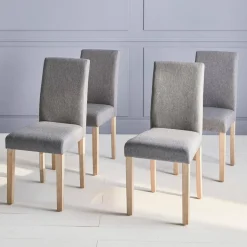 Set 4 sedie in tessuto con gambe in legno