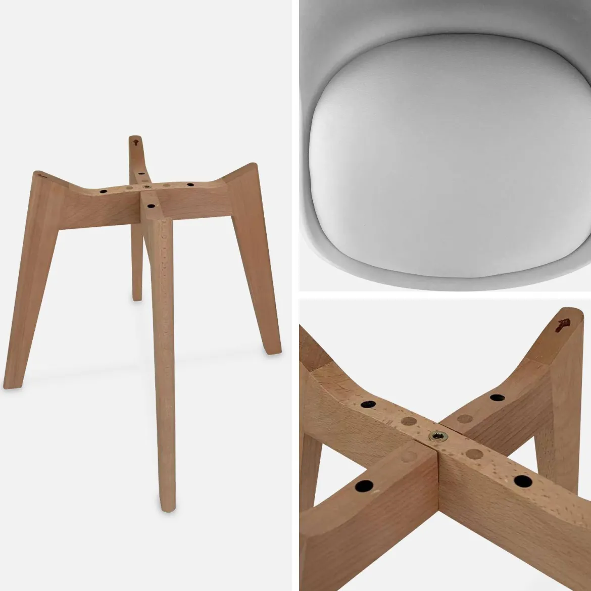 Set 6 sedie scandinave imbottite, gambe in legno per sala da pranzo