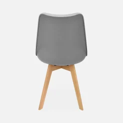Set 6 sedie scandinave imbottite, gambe in legno per sala da pranzo