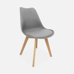 Set 6 sedie scandinave imbottite, gambe in legno per sala da pranzo