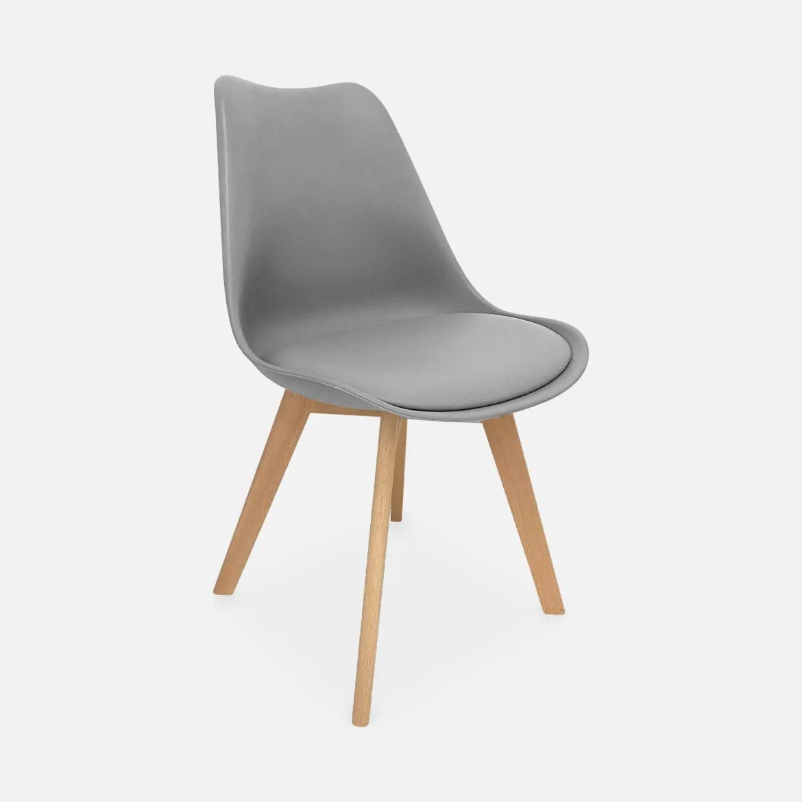 Set 6 sedie scandinave imbottite, gambe in legno per sala da pranzo