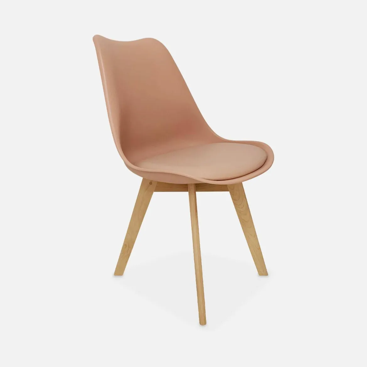 Set 4 sedie scandinave imbottite con gambe in legno