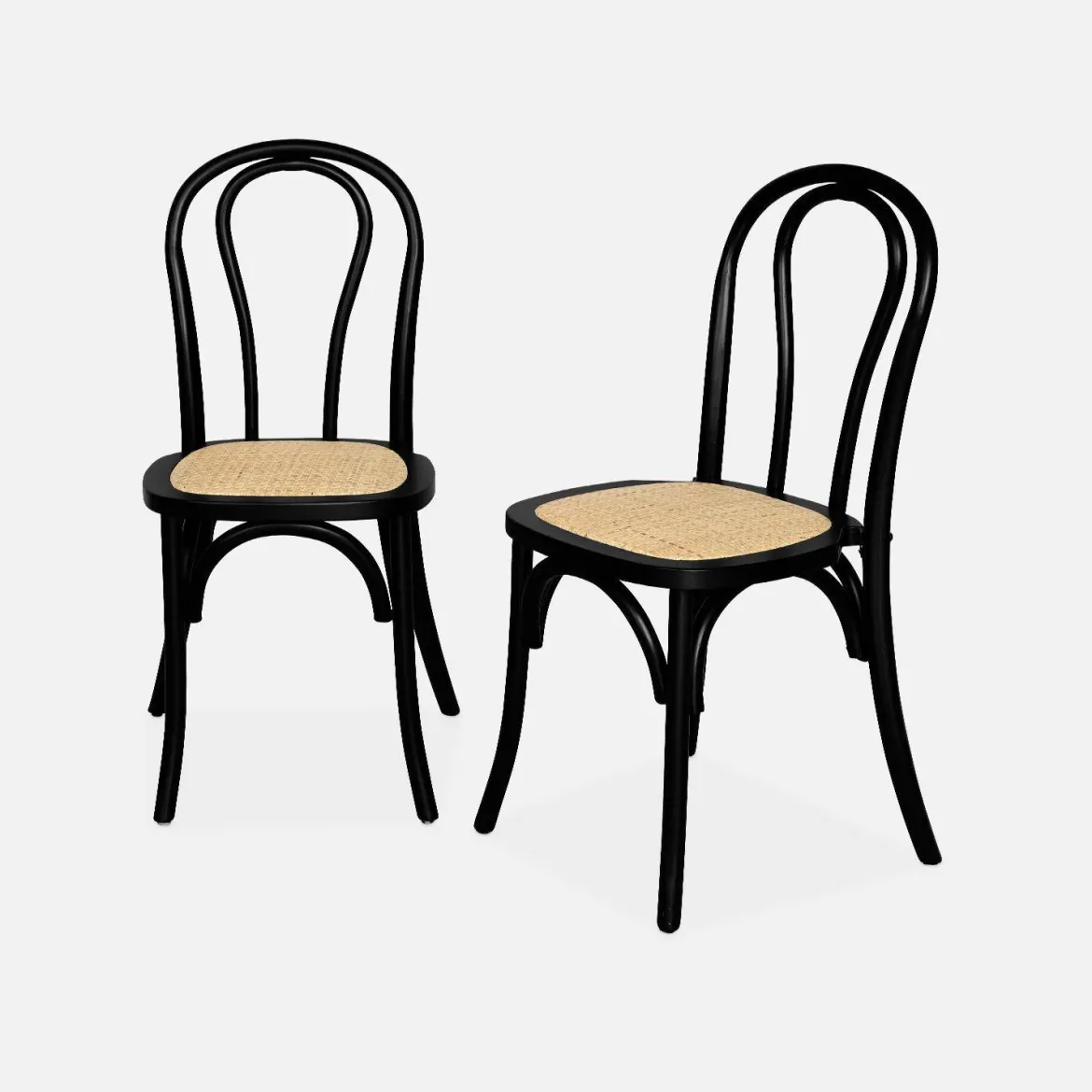 Set 2 sedie vintage in legno e rattan