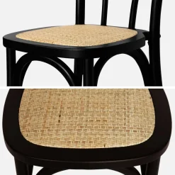 Set 2 sedie vintage in legno e rattan