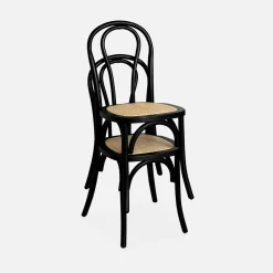 Set 2 sedie vintage in legno e rattan