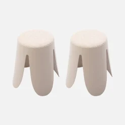 Set 2 sgabelli impilabili in bouclé