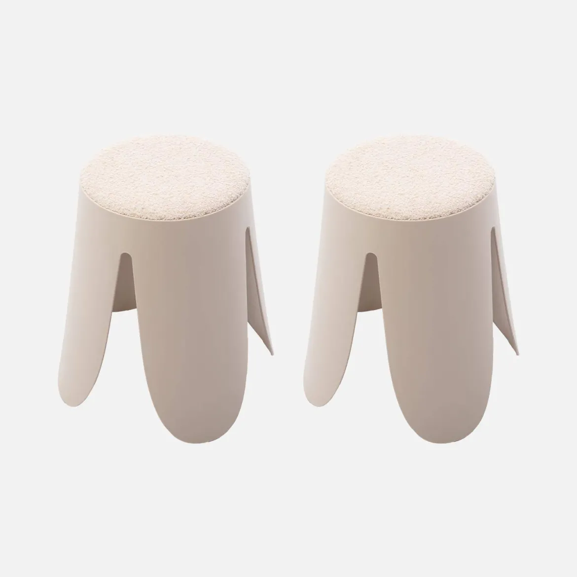 Set 2 sgabelli impilabili in bouclé