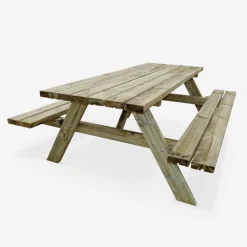 Set 4 tavoli da picnic in legno con 6 posti