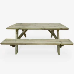 Set 4 tavoli da picnic in legno con 6 posti