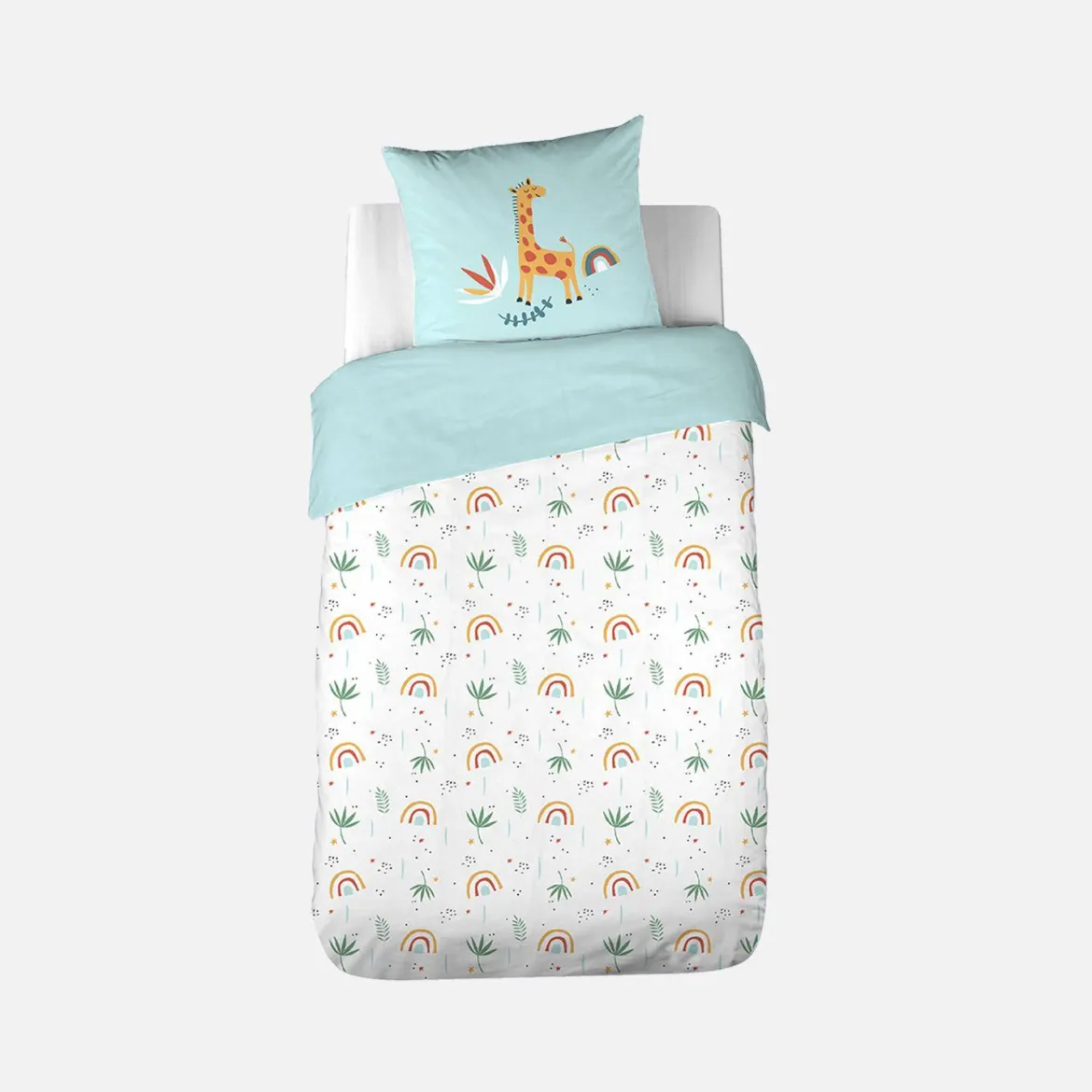 Set biancheria da letto cotone reversibile stampato savana / arcobaleno, 140 cm