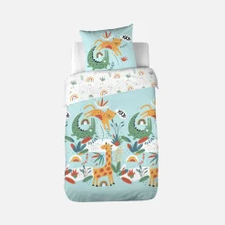 Set biancheria da letto cotone reversibile stampato savana / arcobaleno, 140 cm