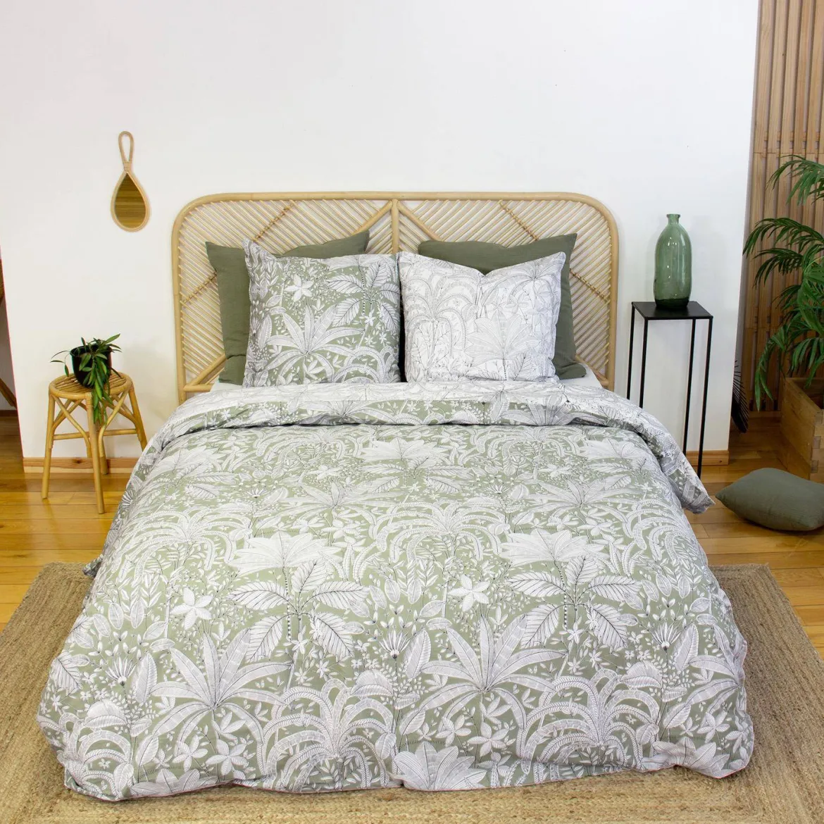 Set biancheria da letto con stampa vegetale, 2 posti