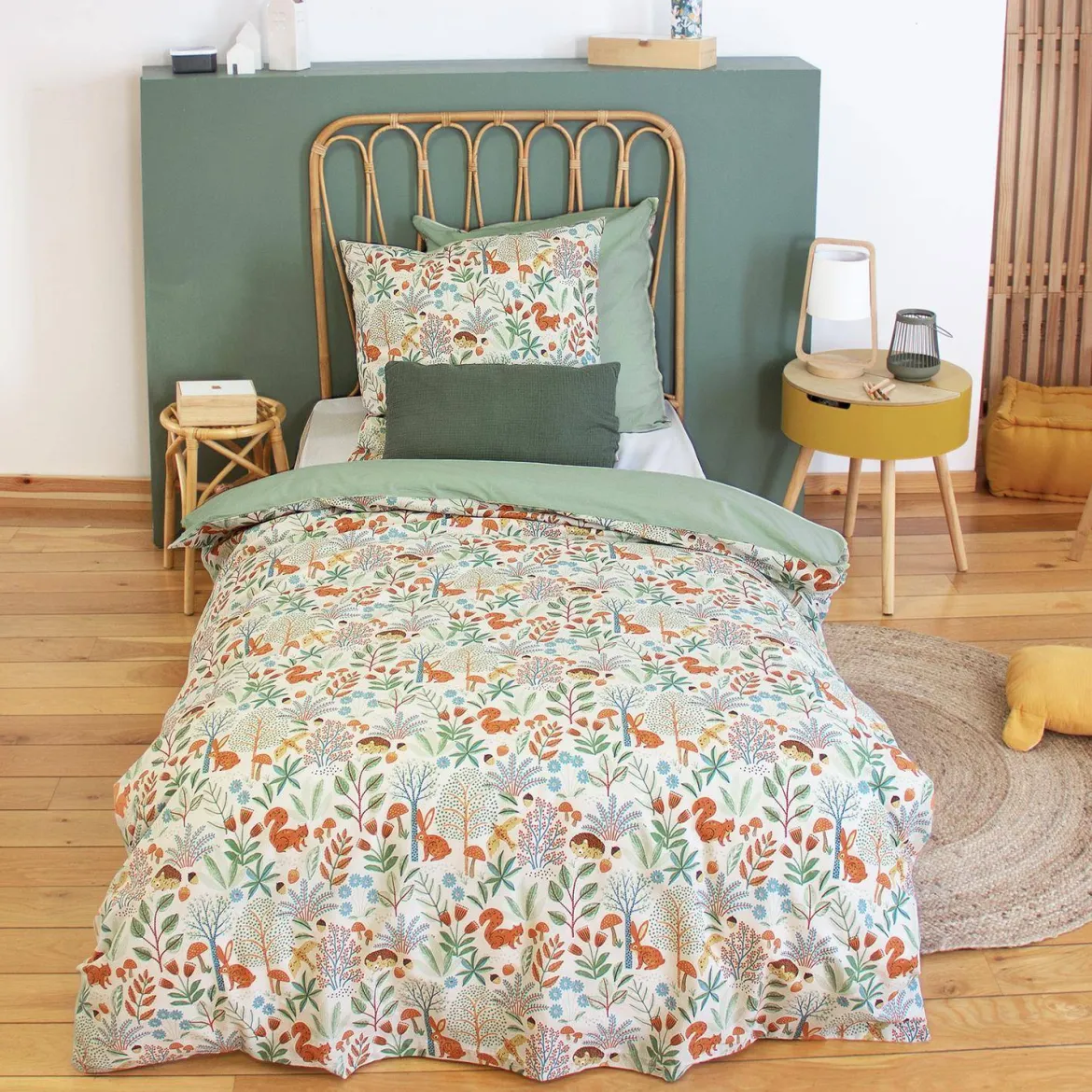 Set biancheria da letto cotone reversibile stampato autunno singola, 140cm