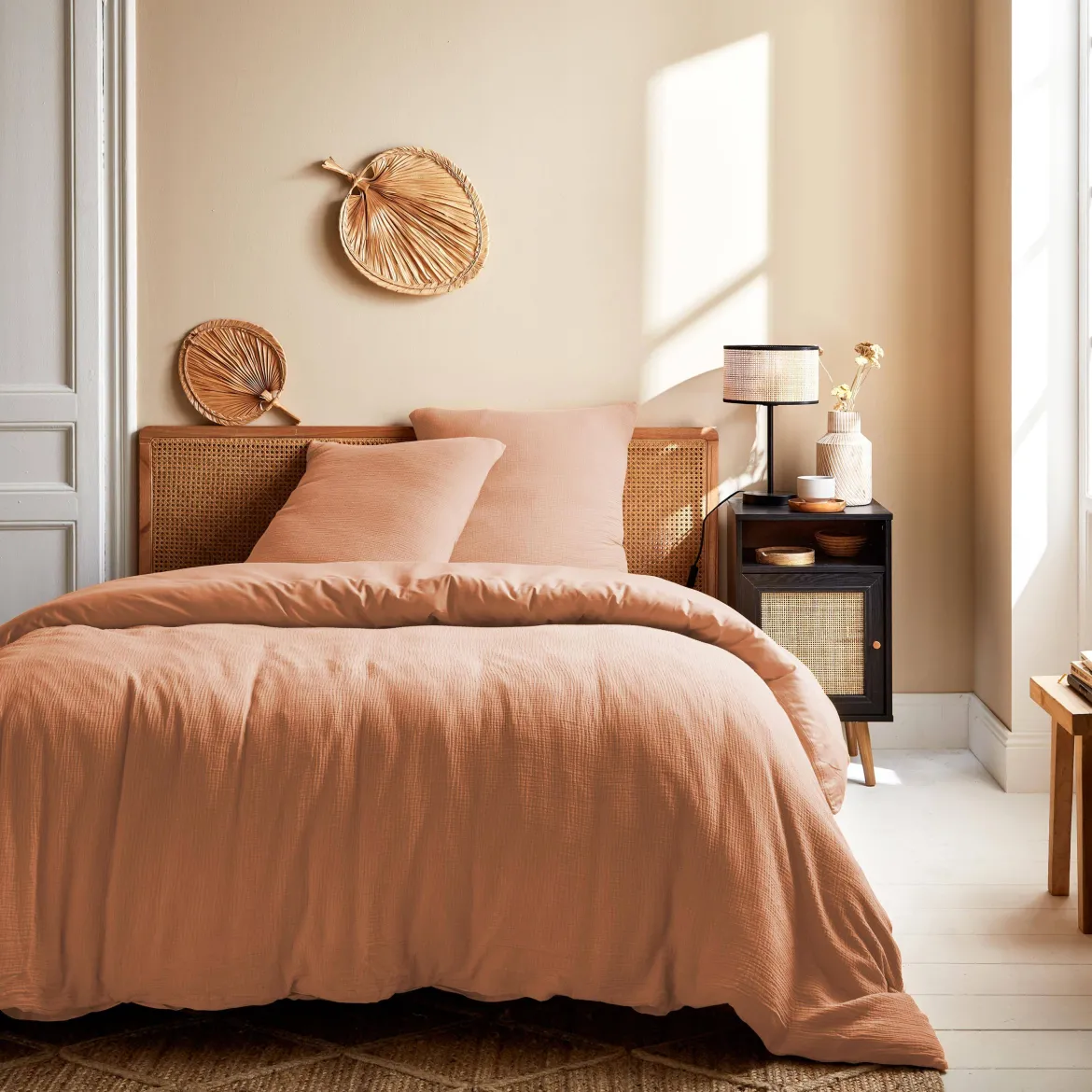 Set biancheria da letto di cotone pesca