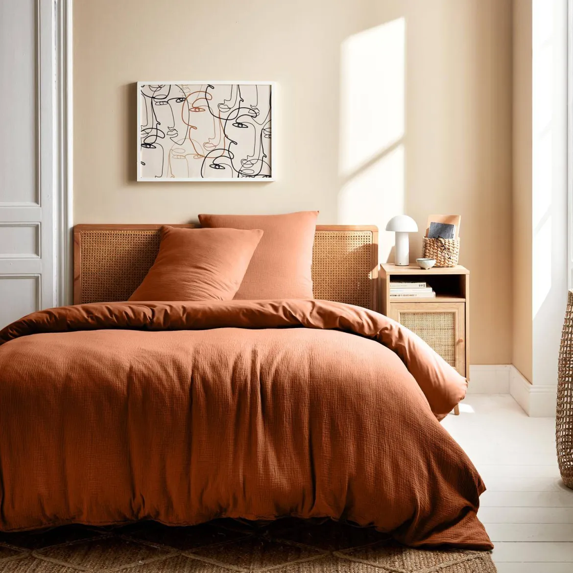 Set biancheria da letto in cotone terracotta