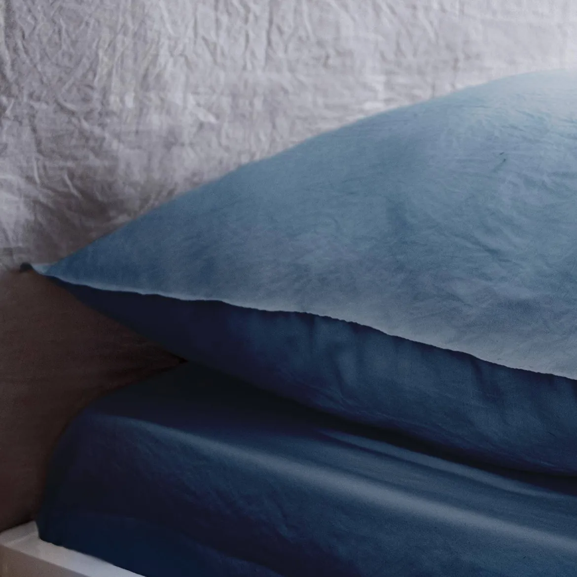 Set biancheria da letto in microfibra lavata blu notte, 2 posti