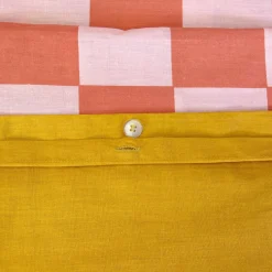 Set biancheria da letto in cotone con motivo a scacchi rosso e arancione, 2 posti