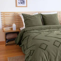 Set biancheria da letto in cotone verde, 2 posti