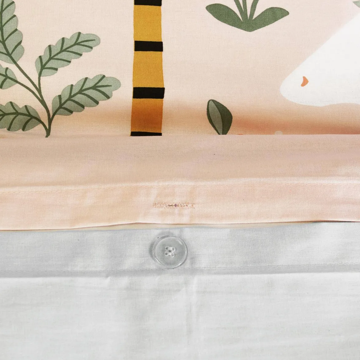 Set biancheria da letto in cotone reversibile stampata unicorno/ballerina, 140cm