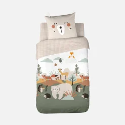 Set biancheria da letto in microfibra reversibile stampato foresta d'autunno, 140cm