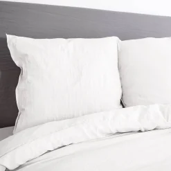 Set biancheria da letto in microfibra lavata bianca, 2 posti