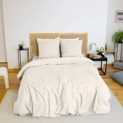 Set biancheria da letto reversibile crema, 2 posti