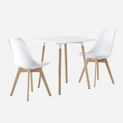 Set da pranzo composto da tavolo quadrato e 2 sedie, 70cm