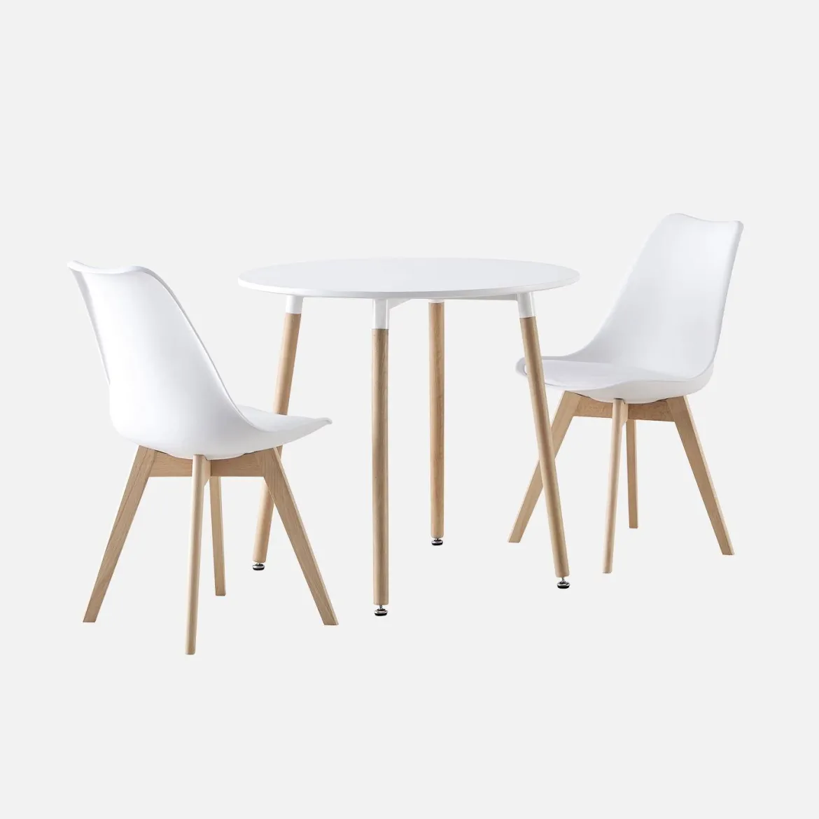Set da pranzo tondo e 2 sedie, 80cm