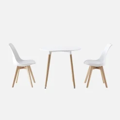 Set da pranzo tondo e 2 sedie, 80cm