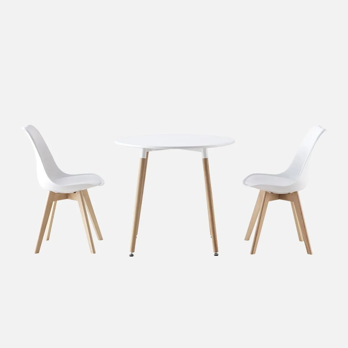 Set da pranzo tondo e 2 sedie, 80cm