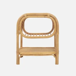 Set di 2 comodini in rattan naturale curvato, 1 vano