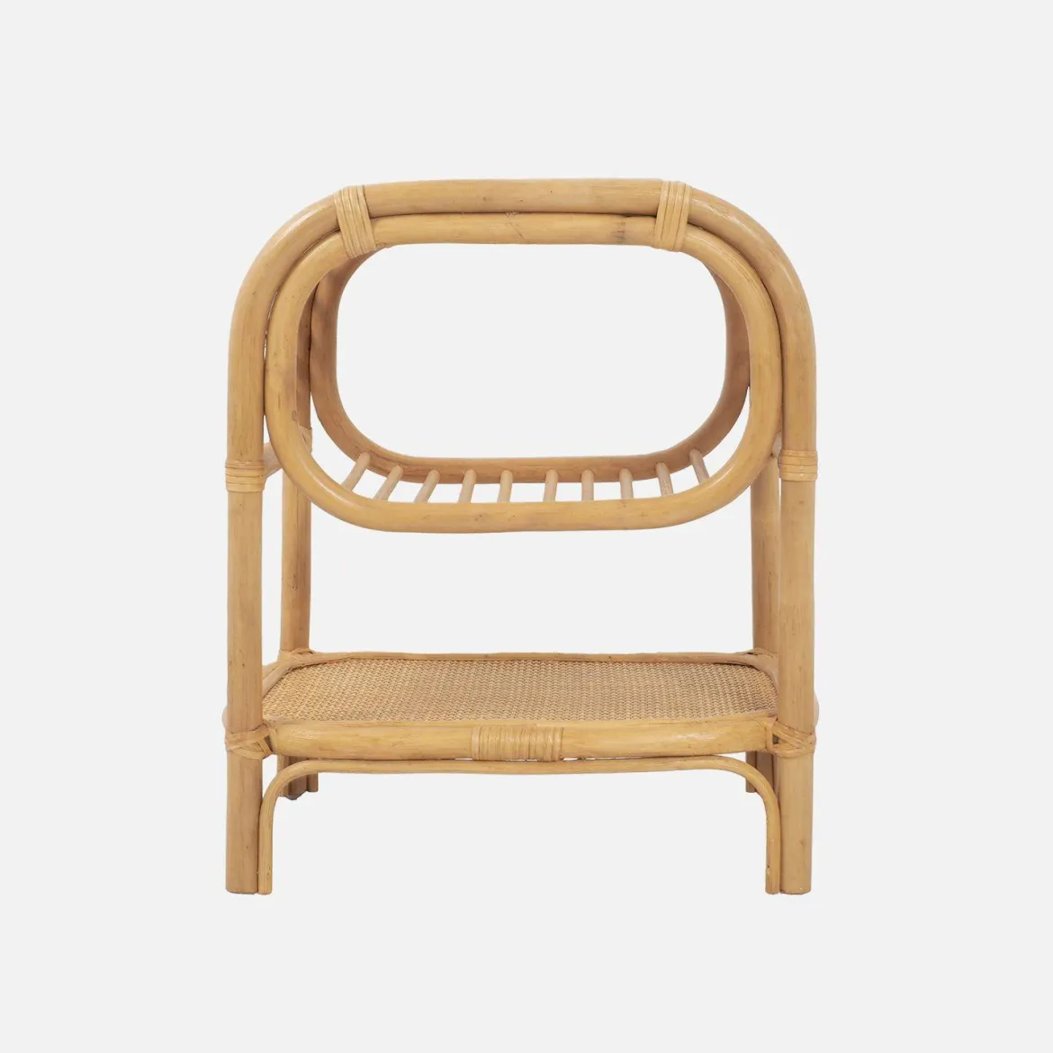 Set di 2 comodini in rattan naturale curvato, 1 vano